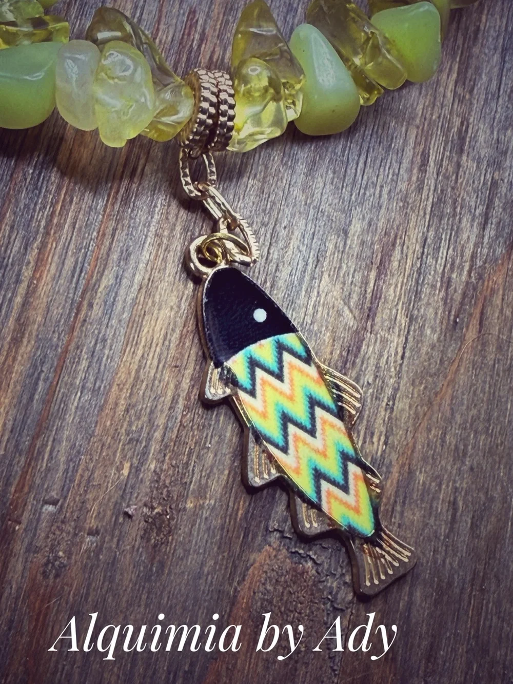 Citrine + yellow jade + gold long fish  beaded bracelet